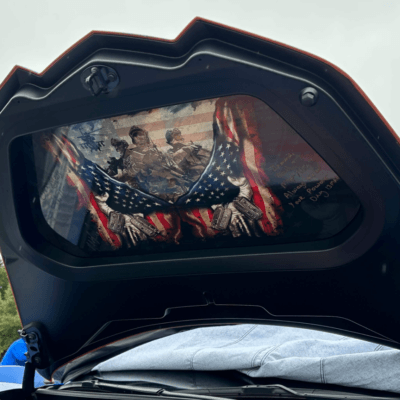 C8 Frunk Upper - Fully Wrapped w/ Dog Tags & American Flag on left & right